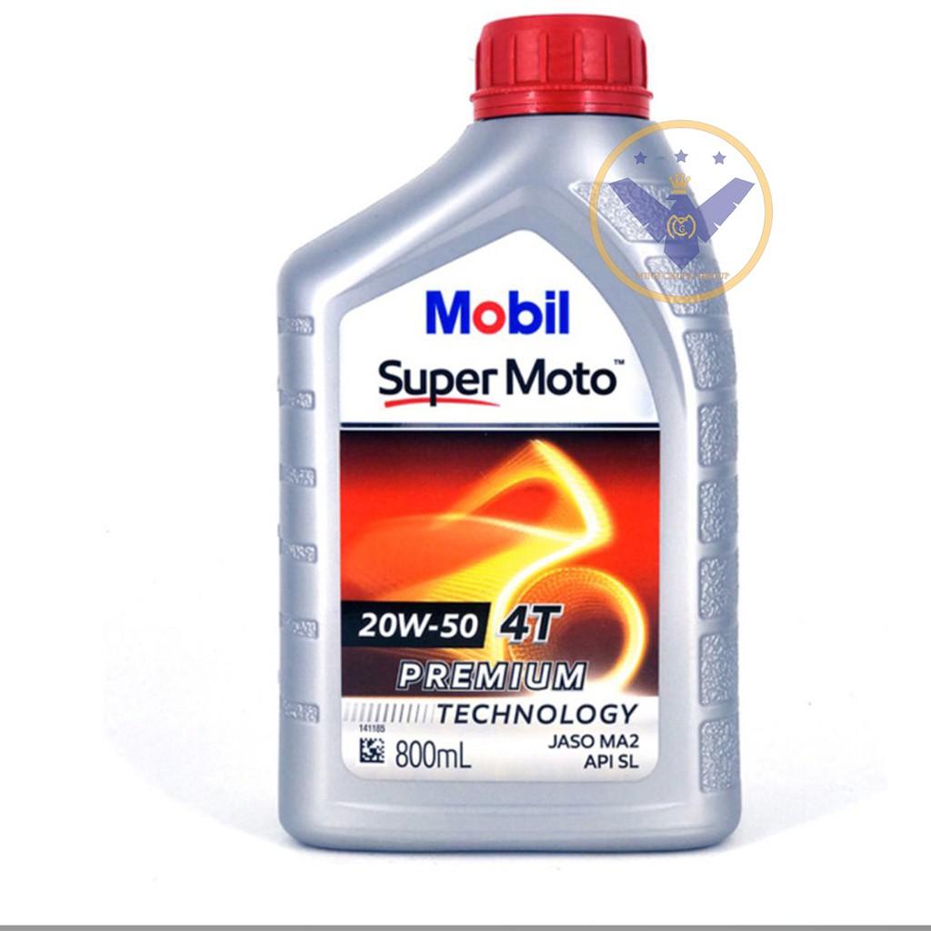 Bộ 2 chai nhớt xe máy Mobil Super Moto 20W50 800ml
