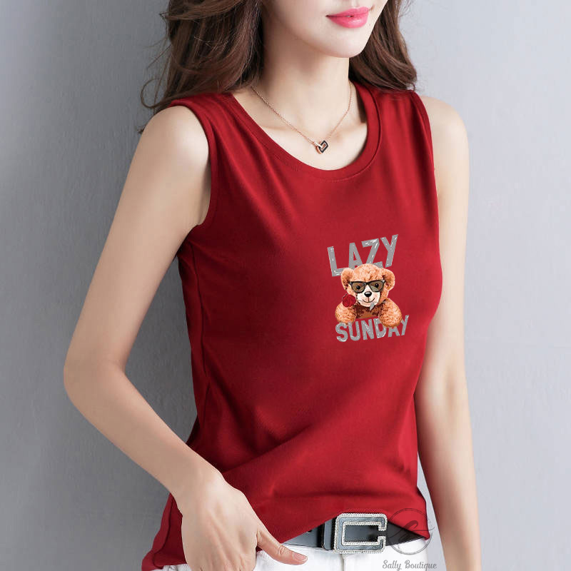 Áo Thun Sát Nách Nữ Cao Cấp Lazy Sunday Thun Cotton 100% Vải Dày Co Giãn 4 Chiều Mềm Mịn Mặc Mát  SN133-Sally Boutique