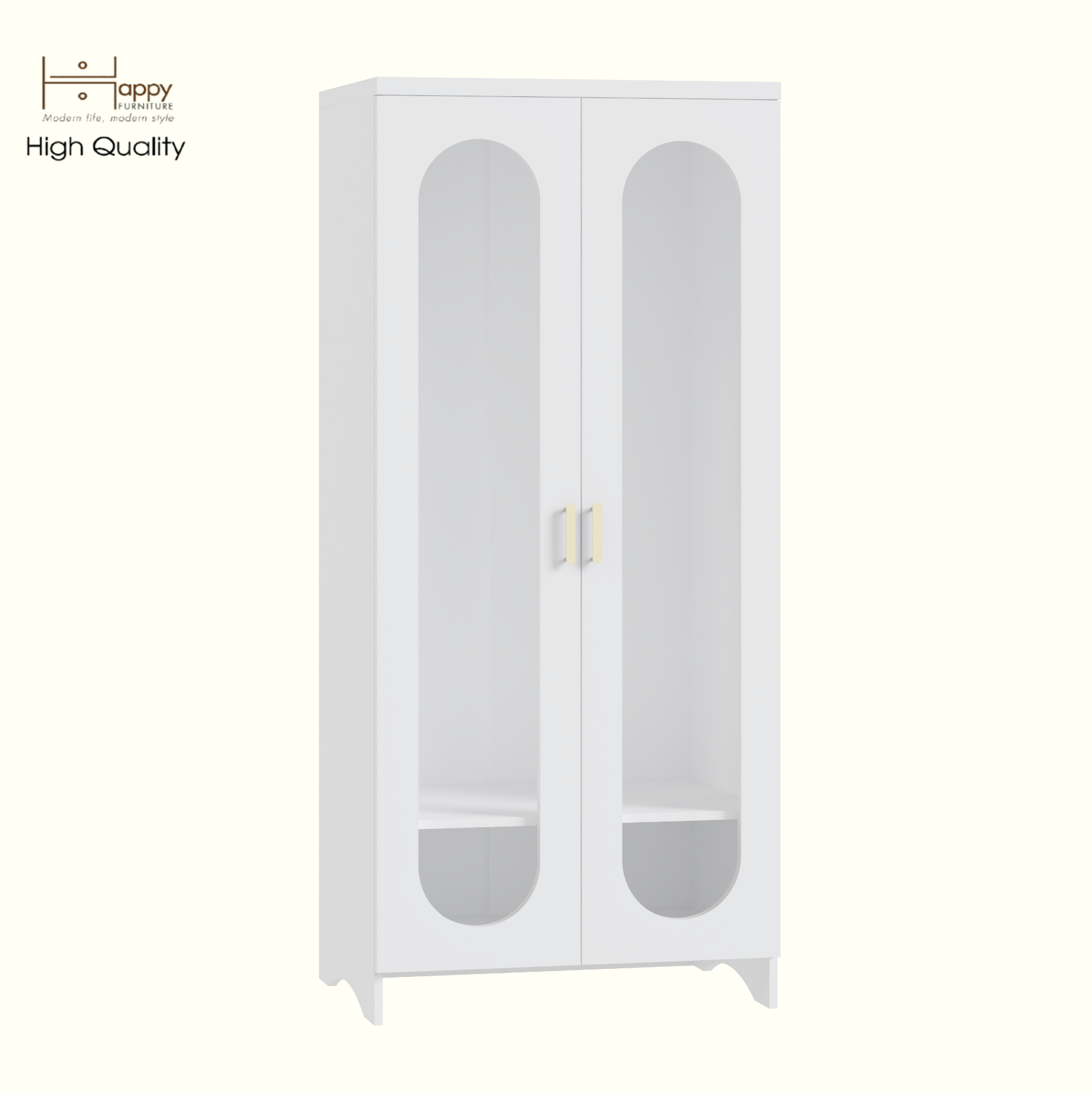 HAPPY FURNITURE , Tủ quần áo 2 cửa kính - CHEVY, TCM_228 , 80cm x 59cm x 180cm DxRxC