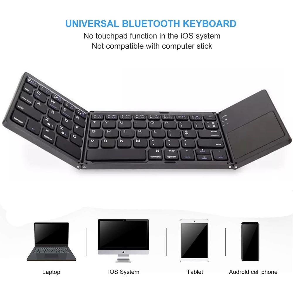 Bàn Phím Bluetooth Không Dây Mini Gấp Gọn Có Chuột Cảm Ứng Cho Android Ios Windows Pc Tablet Điện Thoại