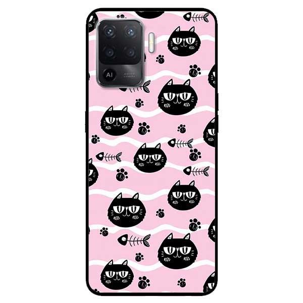 Ốp lưng dành cho Oppo A54 - A74 - A94 - A15 / A15s mẫu Mèo Đen Và Xương Cá