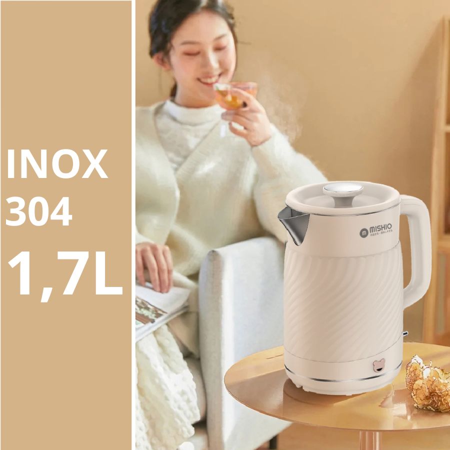 Ấm thuỷ giữ nhiệt 1.7 Lít Mishio MK385 inox 304 - hàng chính hãng