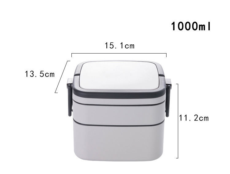 Hộp đựng đồ ăn 2 tầng 1000ml 11.2x15.1x13.5cm - Giao màu ngẫu nhiên