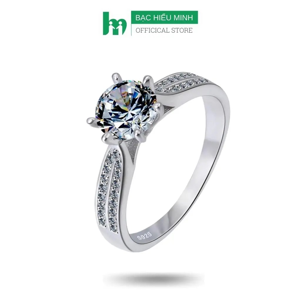 Nhẫn Nữ Bạc - Đính Đá Trắng - Bảo Hành Vĩnh Viễn  Bạc Hiểu Minh NU444
