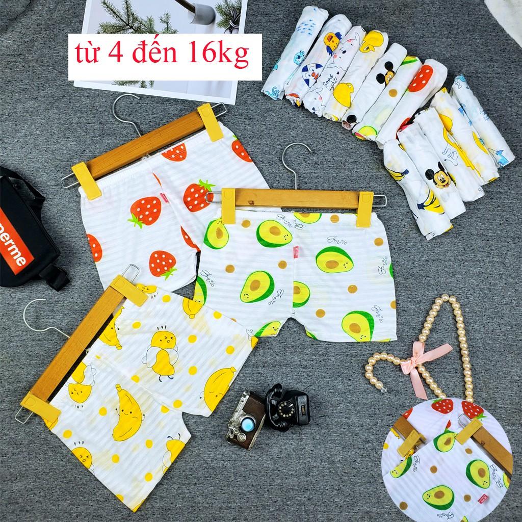 quần đùi cotton sợi tre họa tiết cho bé trai bé gái 7-18kg