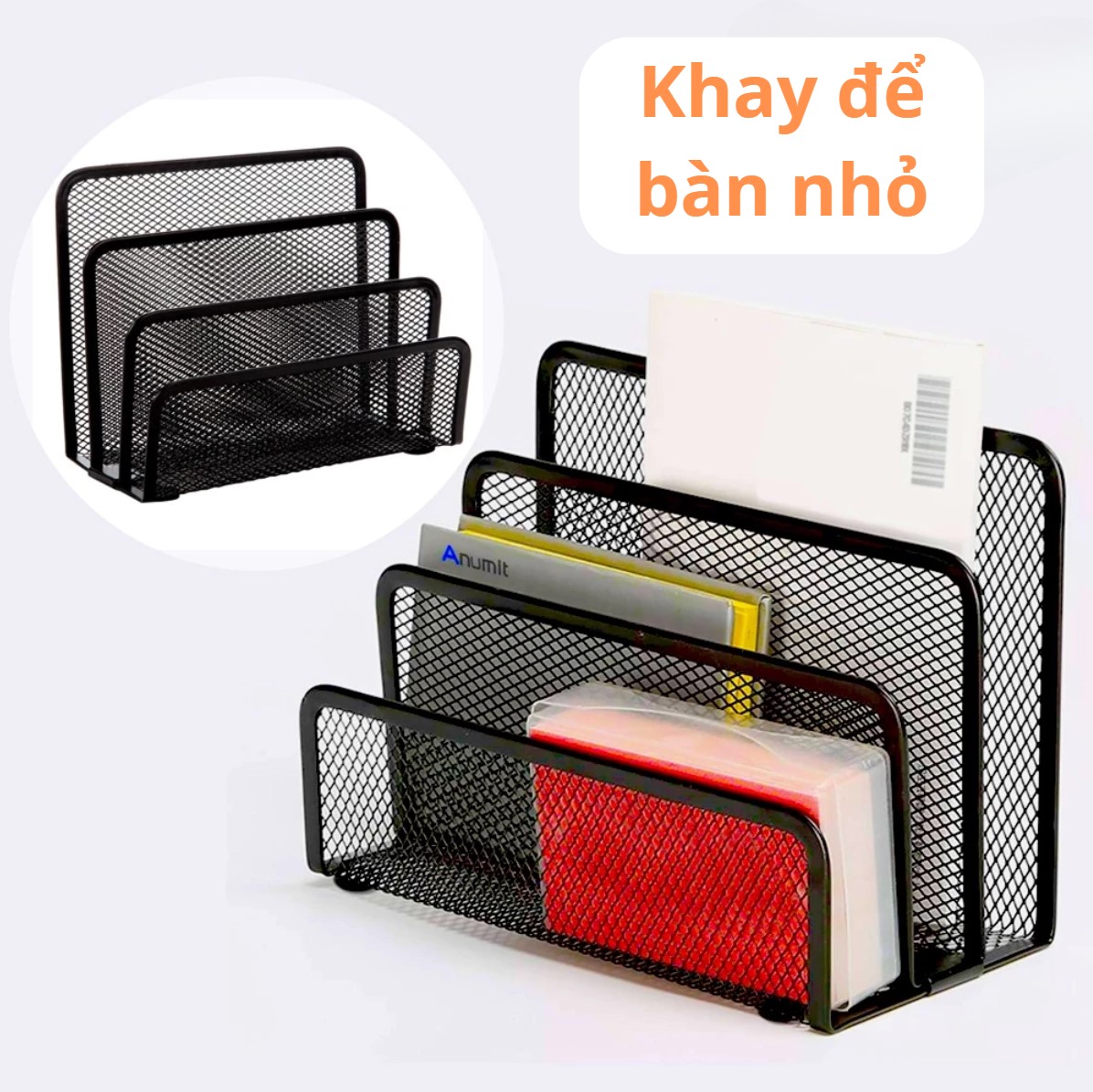 Khay Kệ Đựng Tài Liệu ĐỂ BÀN 3 Ngăn, Kệ Khay Lưới Kim Loại Đựng Hồ Sơ Giấy Tờ Văn Phòng, Học Sinh