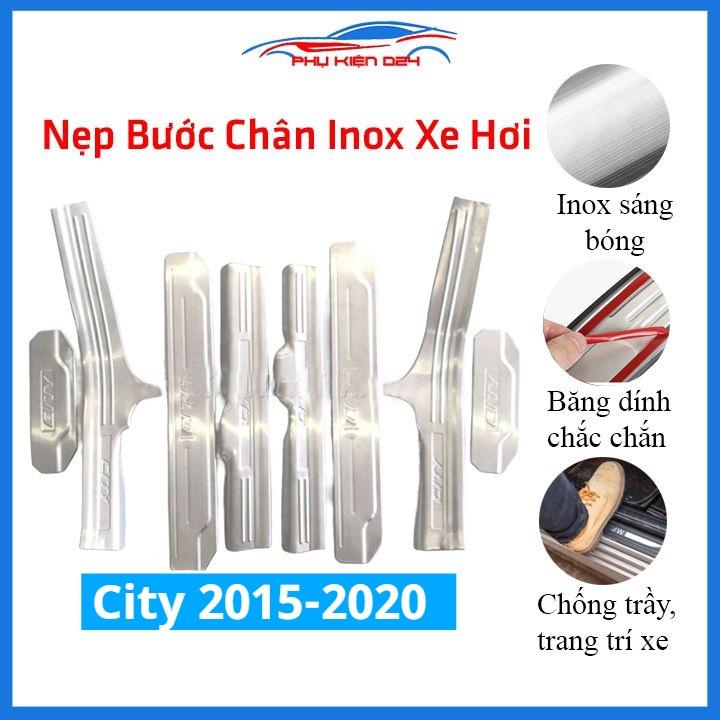 Bộ ốp bậc cửa trong ngoài nẹp bước chân City 2015-2016-2017-2018-2019-2020 Inox chống trầy trang trí xe