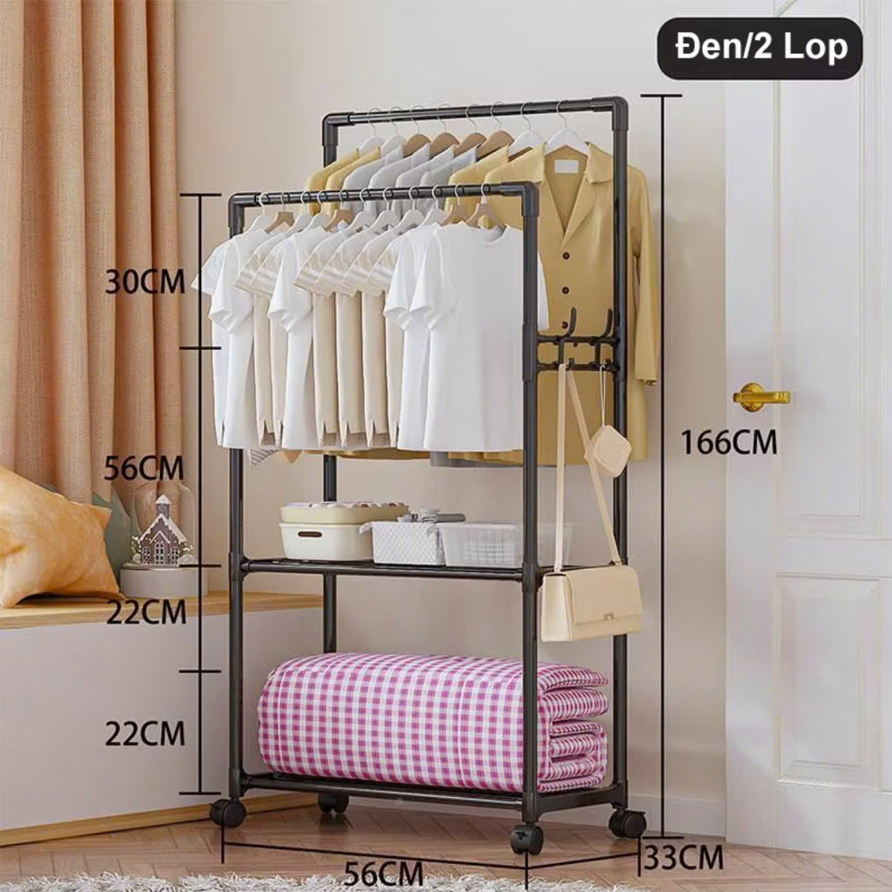 Giá Treo Quần Áo Túi Xách - Kệ Để Đồ Dày Dép Phong Cách Hàn Màu Tự Nhiên MÓC TREO