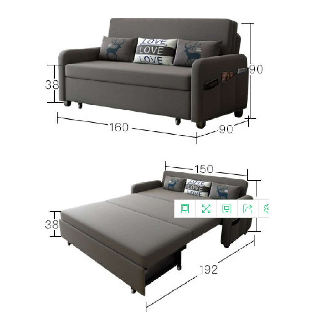 Ghế sofa giường A267 kích thước rộng 160cm dài 192cm cao 38cm (Tặng 3 gối êm ái), có ngăn chứa đồ phía dưới, khung thép cao cấp, ghế sofa kéo thành giường ngủ, giường gấp gọn thành ghế