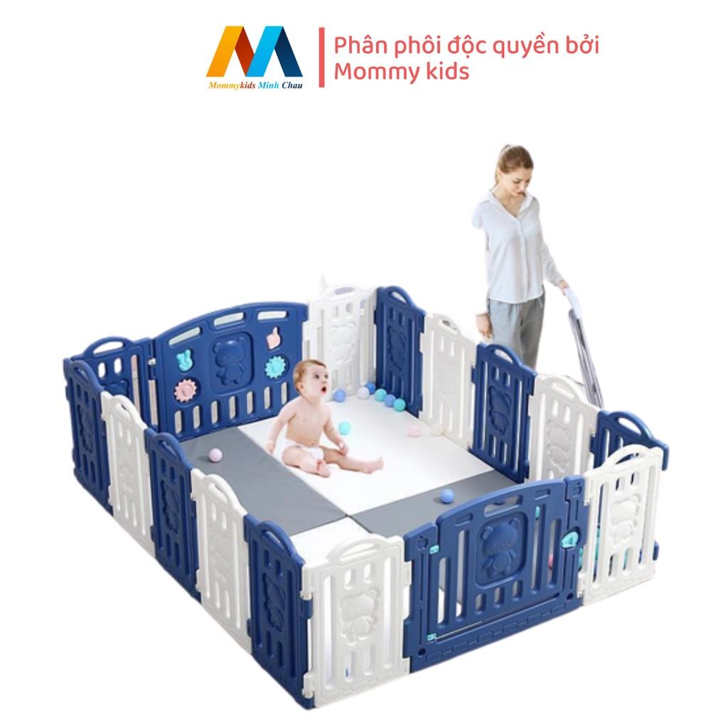 Bộ quây cũi nhựa MOMMYKIDS MINH CHÂU MẪU QUÂY GẤUTẶNG THẢM+100 BÓNG Giúp bé có một không gian riêng để vui chơi Mẫu Gấu