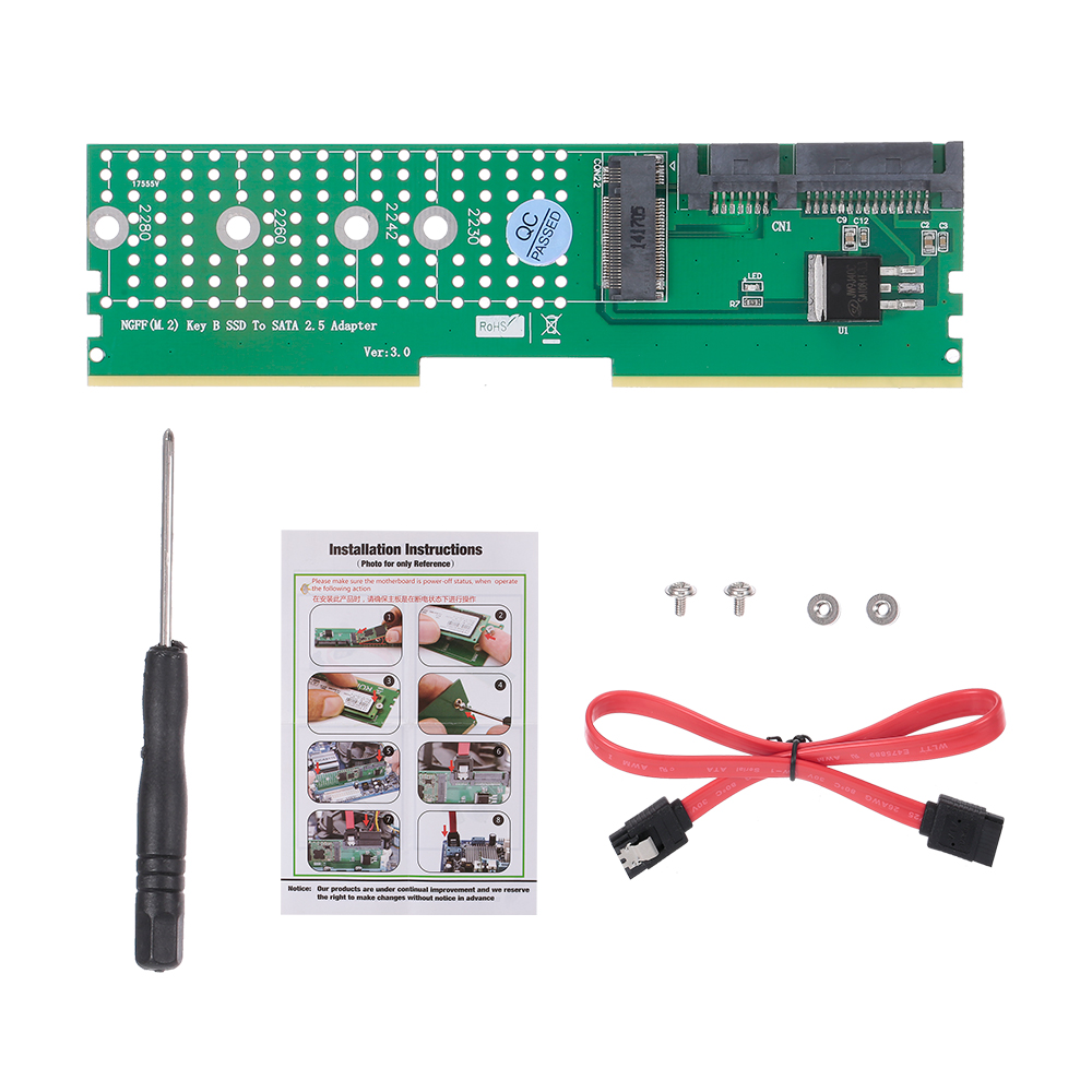 Bộ Điều Hợp DDr M.2 Ngff B-Key SSD Sang SATA Khe Cắm Mở Rộng Bo Mạch Cho Thẻ Raiser Riser 2230 2242 2260 2280 M2 SSD
