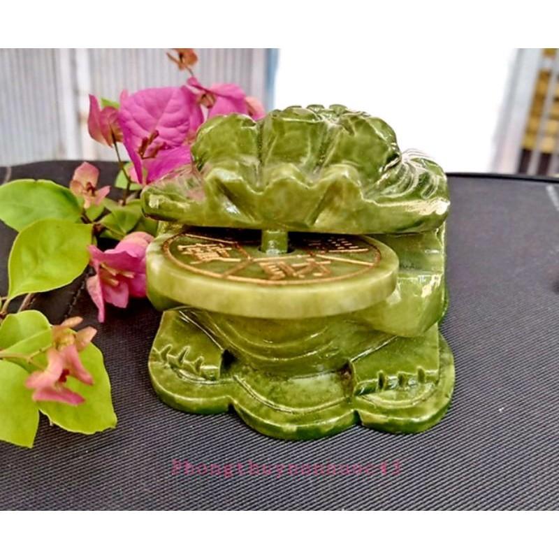 Thiềm Thừ Cóc 3 chân Phong thủy Đá Serpentine 15cm