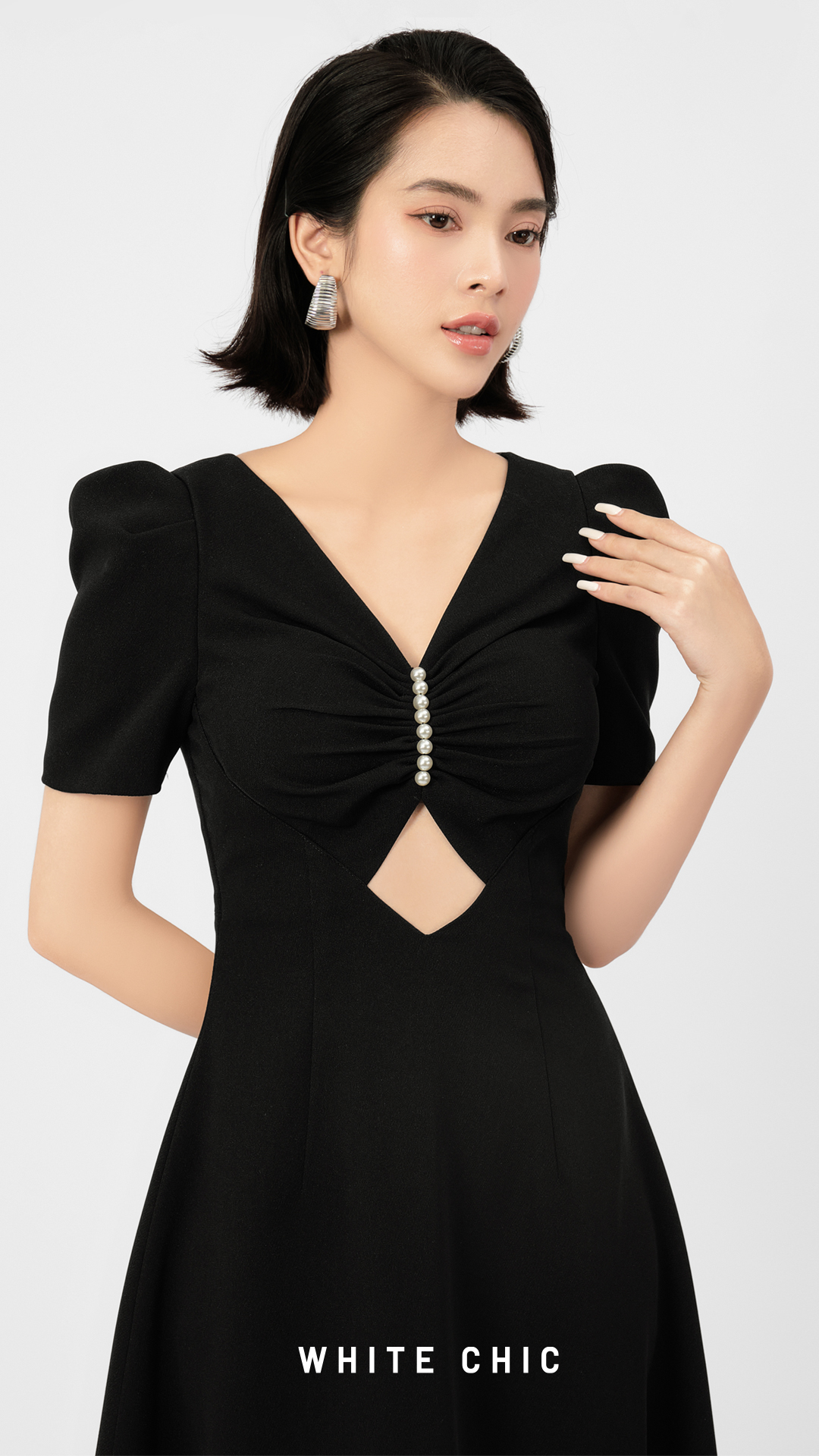 Đầm xòe chiết eo Rondo thiết kế cao cấp WHITE CHIC