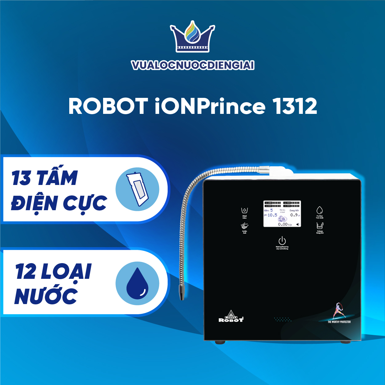 Máy Lọc Nước Điện Giải Ion Kiềm ROBOT IonPrince 1312 - Hàng Chính Hãng