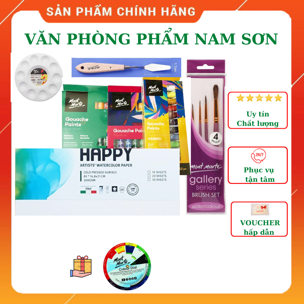 Combo vẽ màu nước cơ bản Mont Marte kèm quà tặng