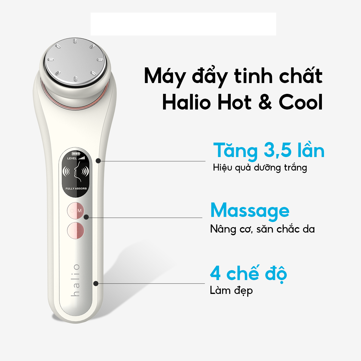 Máy Đẩy Tinh Chất Halio Ion Hot & Cool Beauty Device Nâng Cơ Mặt - Màu Coral