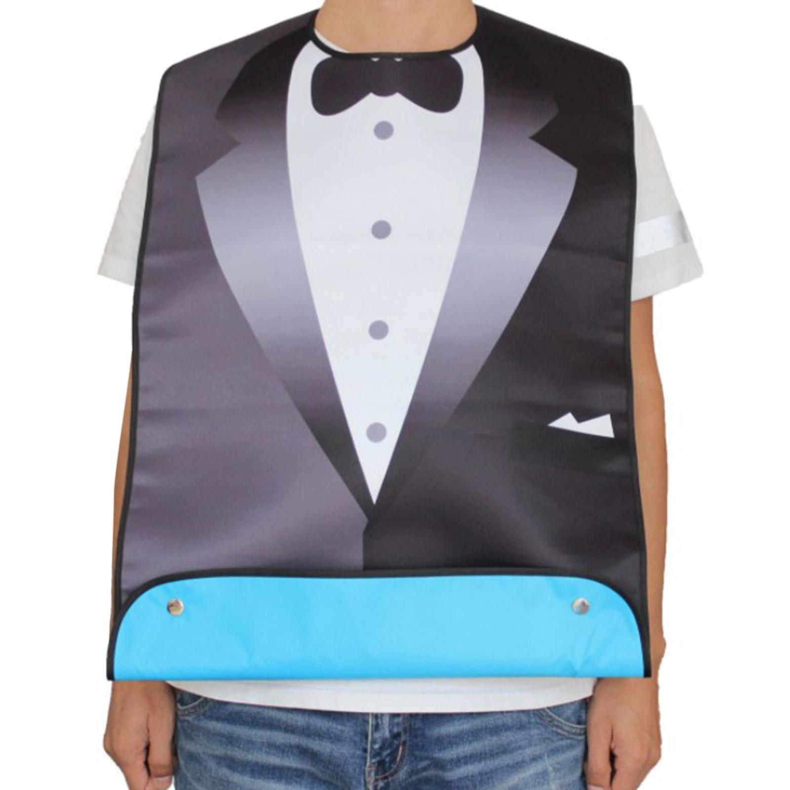 2X Adult PVC Printing Cotton Cloth Adjustable Bib for Men Patients