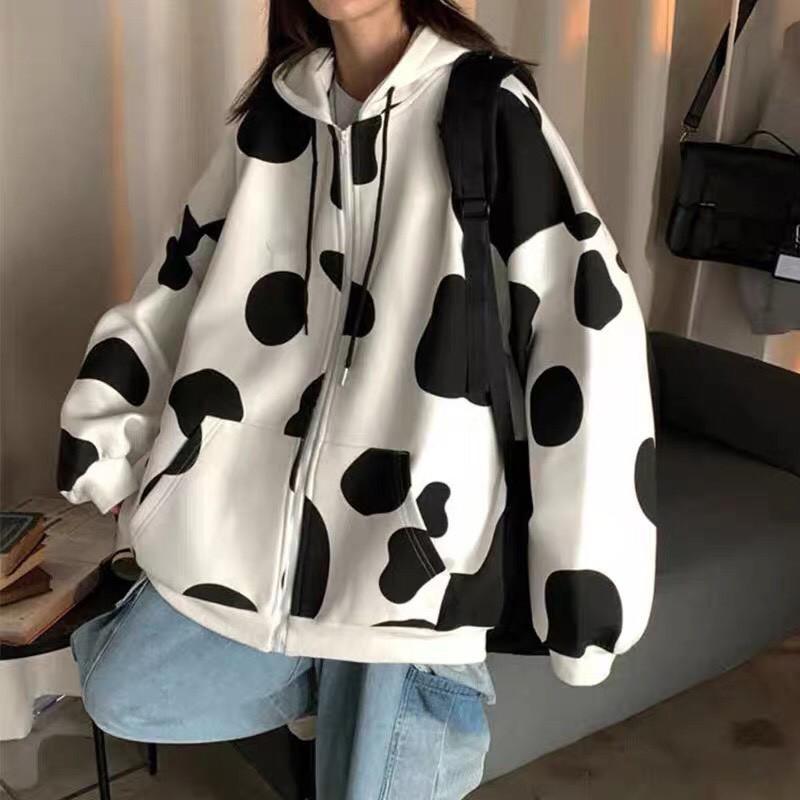 Áo khoác nỉ unisex form rộng cardigan Bò Sữa nam nữ ulzzang Wind