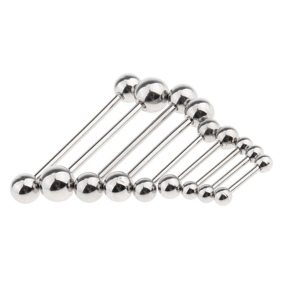 2x9 Pieces Stainless Steel Barbell Tongue Ring Eyebrow Nipple Tragus 18/16g