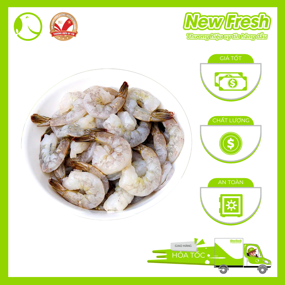 Tôm Sú Lột Vỏ Còn Đuôi Size 41-50 Con Túi 1Kg