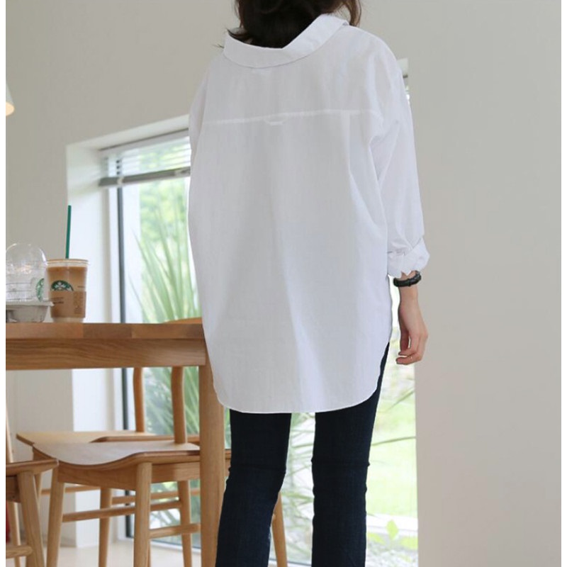 Sơ mi nữ, áo dáng dài suông rộng basic công sở Haint Boutique Sm15