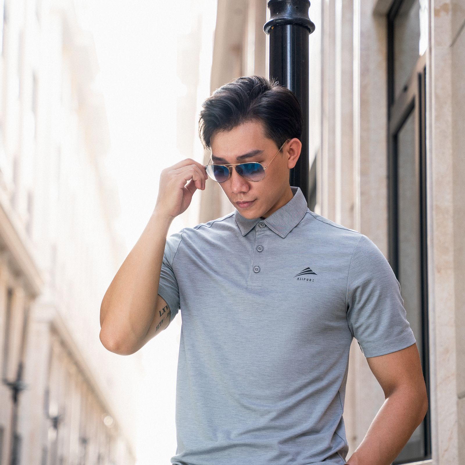Áo Polo Nam Cổ Sơ Mi Cao Cấp ALLPUR Công Nghệ Coolmax Chống Nhăn Ngăn Mùi - Màu Xám Nhạt