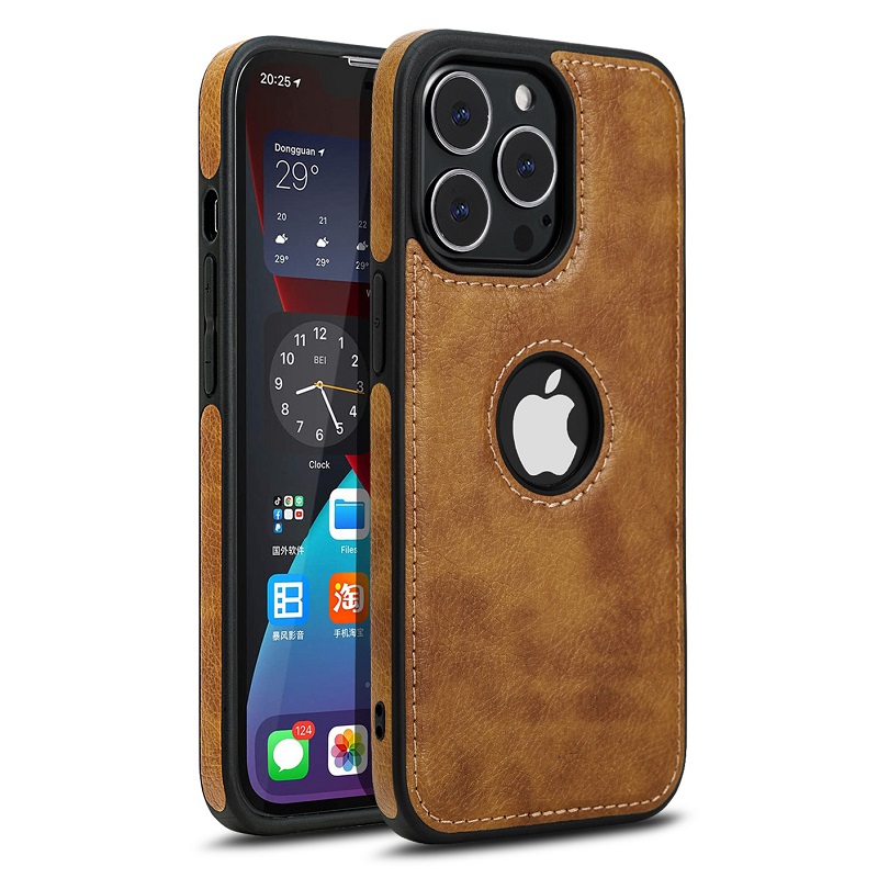 Ốp da cao cấp cho iPhone 14 pro max/13 prm hở lô gô táo - hàng chính hãng