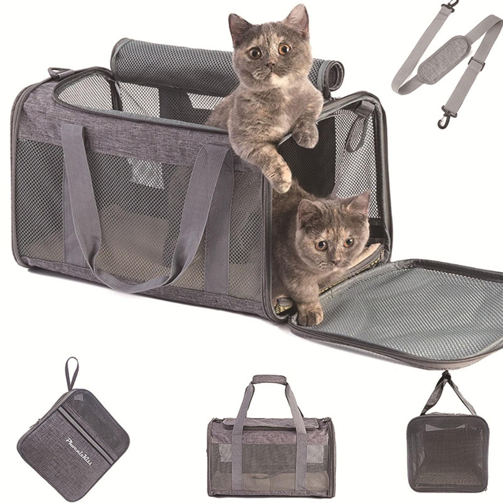 Cat Carrier Bag Carrying Bag Foldable with Zippers Tote Backpack Shoulder Bag