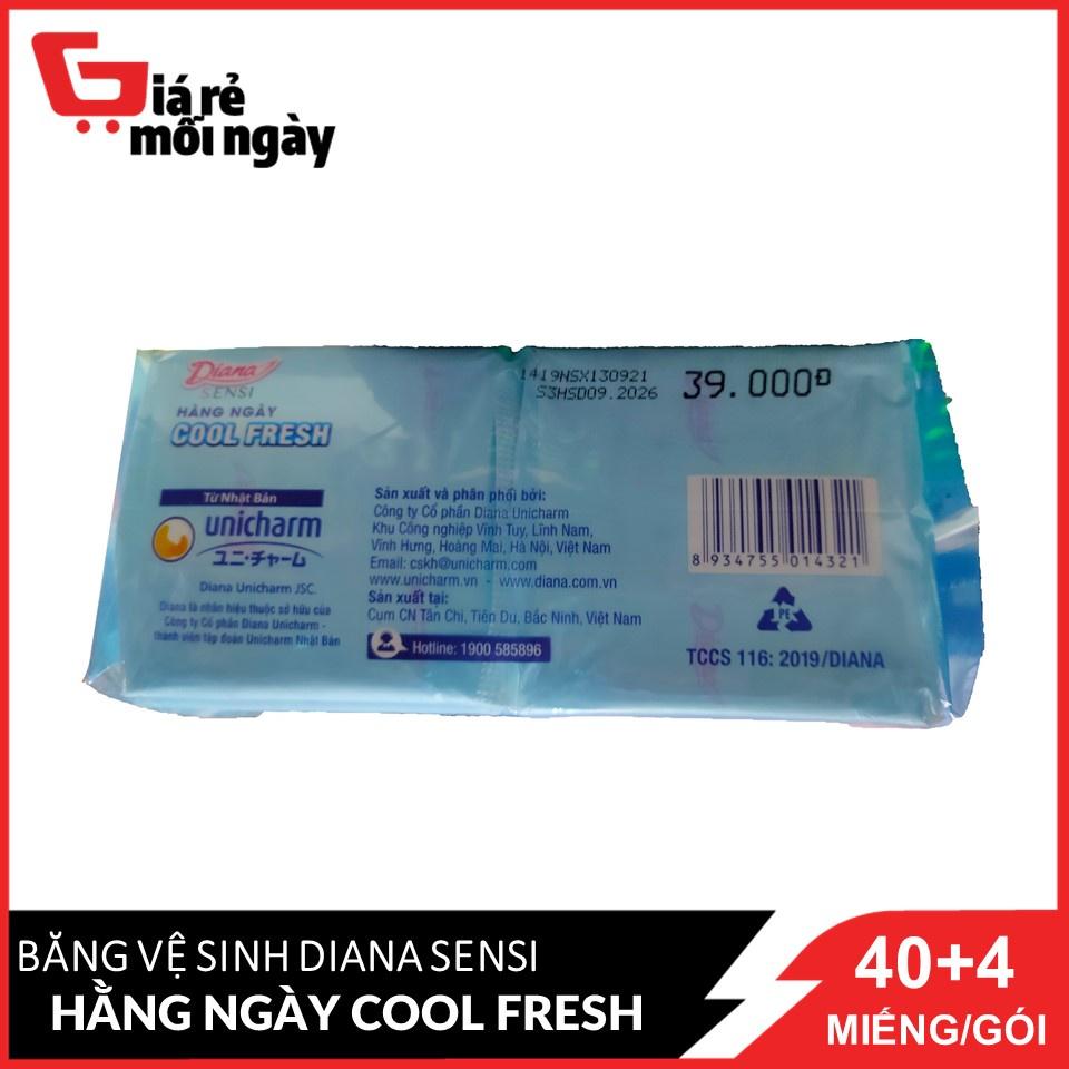 Combo 3 Băng vệ sinh Diana Sensi Hàng Ngày Cool Fresh 40 + 4 miếng/gói X3