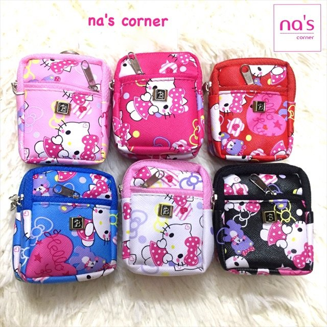 Móc khóa balo 3 ngăn mèo Kitty móc khoá ví da mini