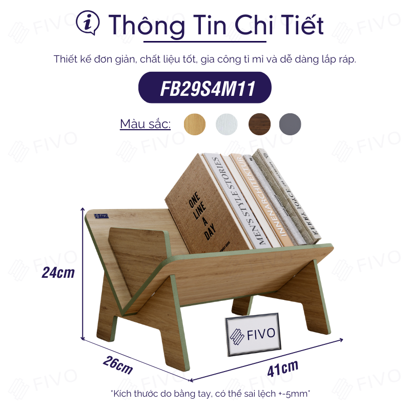 Kệ Sách Gỗ Để Bàn Làm Việc FB29 FIVO, Lắp Ráp Dễ Dàng Không Cần Phụ Kiện, Thiết Kế Hình Chữ V Tiết Kiệm Không Gian