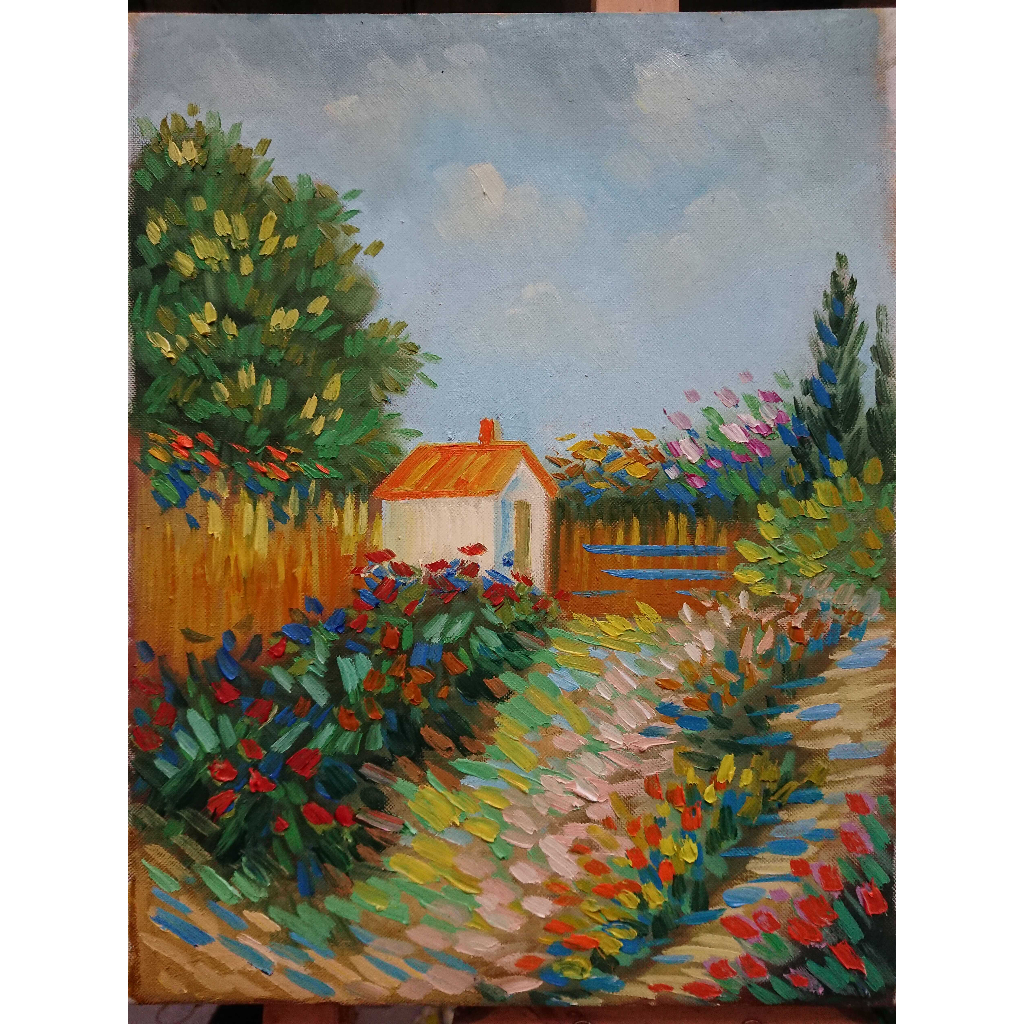 Tranh Sơn Dầu Vẽ Tay 30x40cm - Khu Vườn