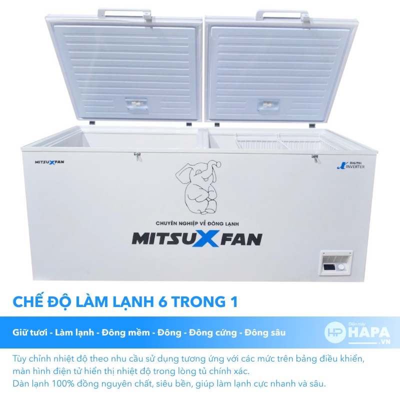 Tủ Đông 1 Ngăn Cao Cấp MITSUXFAN MF1-466GWE2 500L/380L, Inverter Tiết Kiệm Điện, Đa Dạng Nhu Cầu Trữ Hàng Đông Lạnh, Tủ Cấp Đông Tiêu Chuẩn Châu Âu - Giao Nhanh Miễn Phí TP.HCM &amp; Các Tỉnh Lân Cận, Hàng Chính Hãng