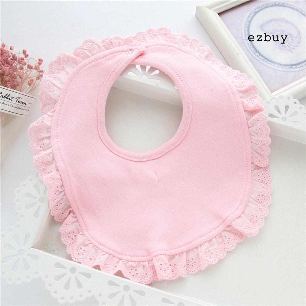 Yếm ăn cotton chống thấm nước phối ren xinh xắn cho bé gái