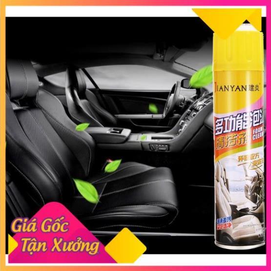 Chai Xịt Bọt Tuyết Vệ Sinh Xe Hơi Jianyan Dung Tích 650ml (Vàng) FREESHIP  TP'S