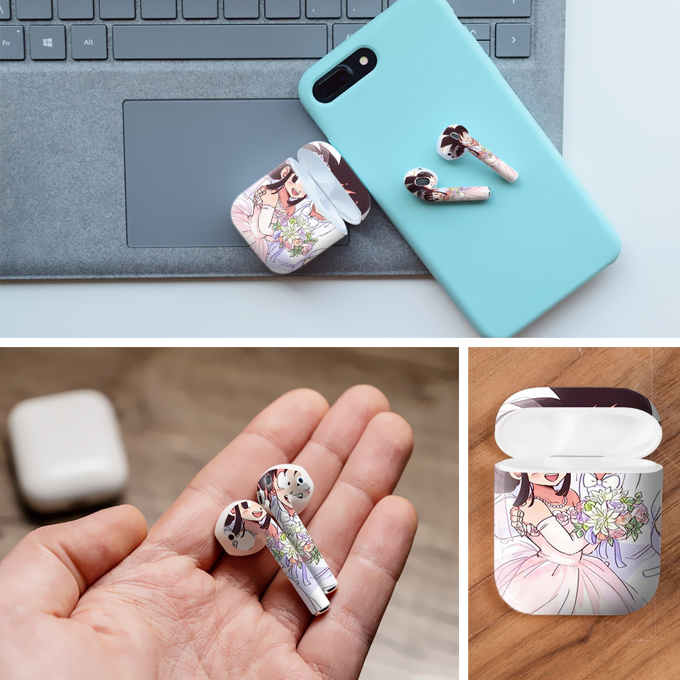 Miếng dán skin chống bẩn cho tai nghe AirPods in hình Songoku Dragon Ball - 7vnr028 (bản không dây 1 và 2)