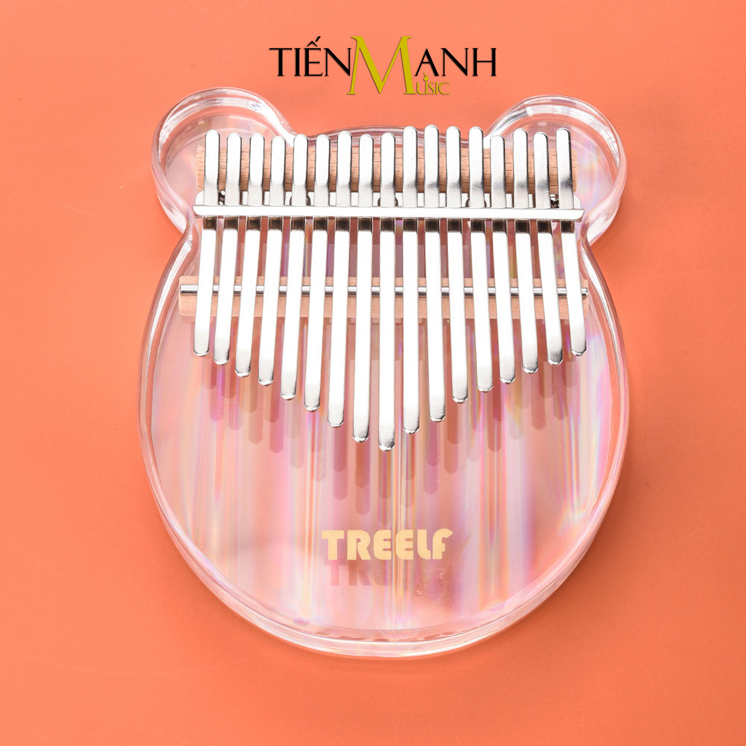 Đàn Kalimba Trong Suốt Treelf TF-17CRB Hình Gấu Màu Cầu Vồng Rainbow - 17 Phím Acrylic TF17CRB (Hộp cứng chống sốc, Búa chỉnh âm, Sticker dán note, Khăn lau, Sách học) - Kèm Móng Gẩy DreamMaker