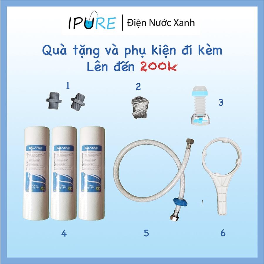 Bộ Lọc Nước Sinh Hoạt Đầu Nguồn 3 Cấp DNX IPURE 10 inch Răng Trong Phi 13 (Có Kèm Phụ Kiện và Quà Tặng