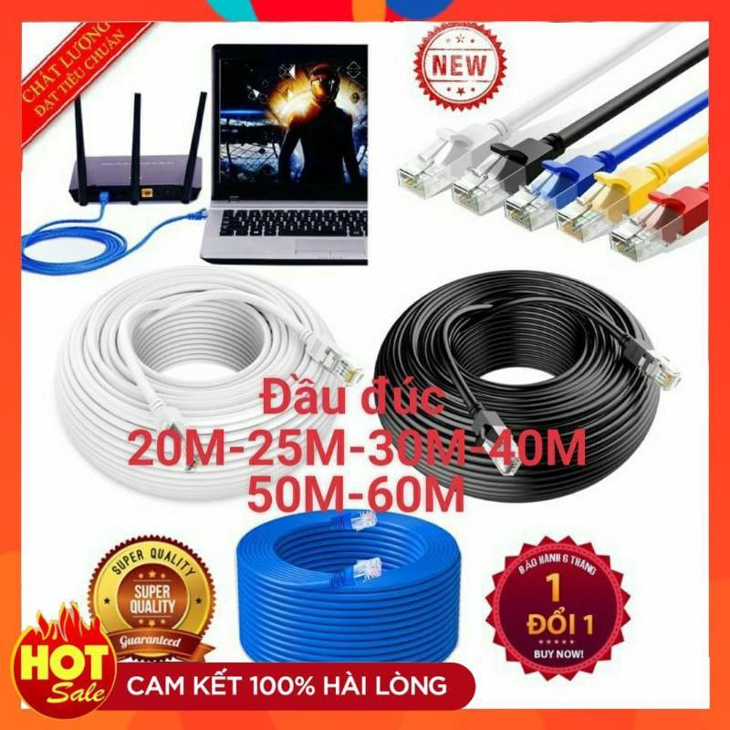 Dây mạng cat5e dài 20M 25M 30M 40M 50M 60M chuẩn đúc sẵn 2 đầu bấm-dây mạng lan internet tốt xịn cao cấp