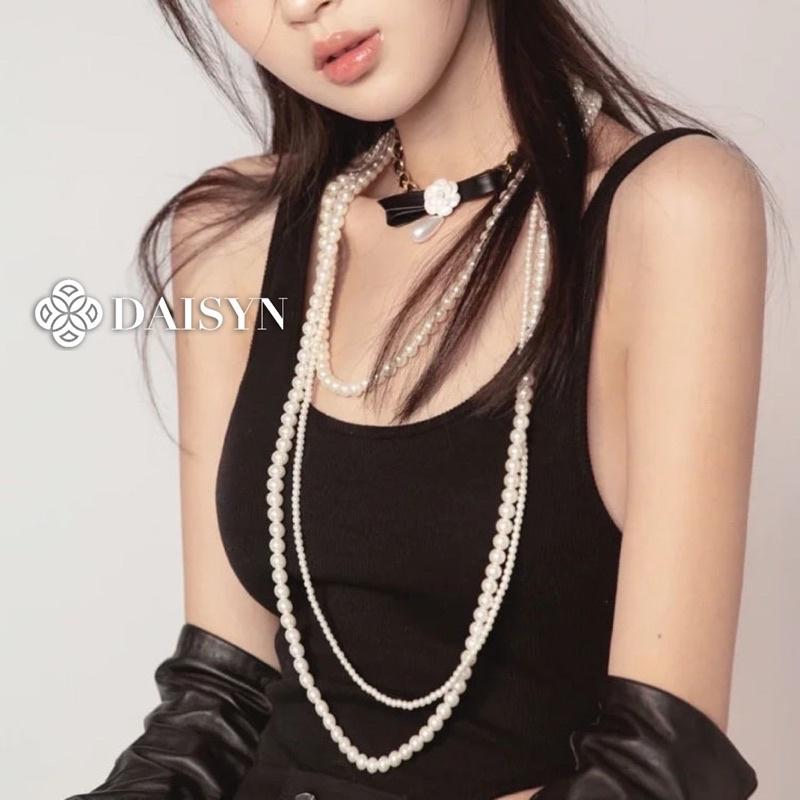 N396 vòng cổ hạt Trai, dây chuyền hạt bẹt dây chuyền mang áo dài 3 sợi dài nhiều kích cỡ hạt cho nữ