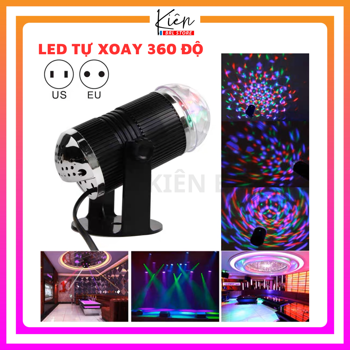 Đèn led trang trí tự xoay 360 độ ,thân dài có đế dựng hoặc treo - Màu Sắc Sinh Động Với Hiệu Ứng Xoay 360