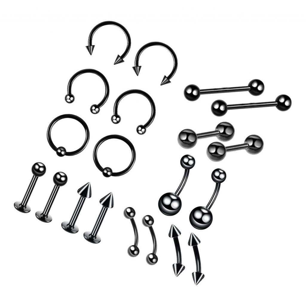 20Pcs Nose Lip Eyebrow Navel Belly Piercings 6mm