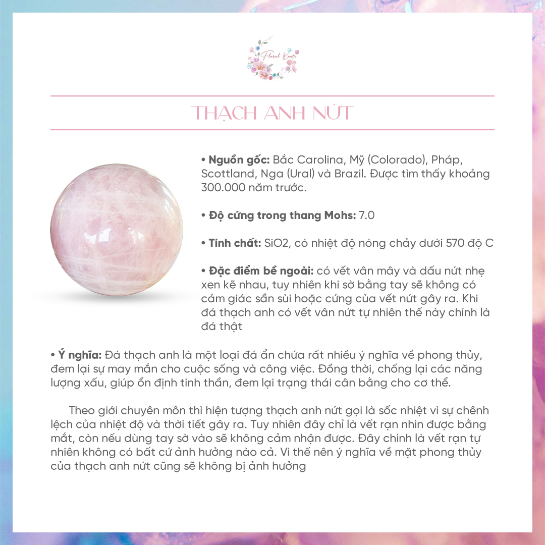 Vòng Đeo Tay Singapore Đá Thạch Anh Cầu Vòng Pastel Floral Knots