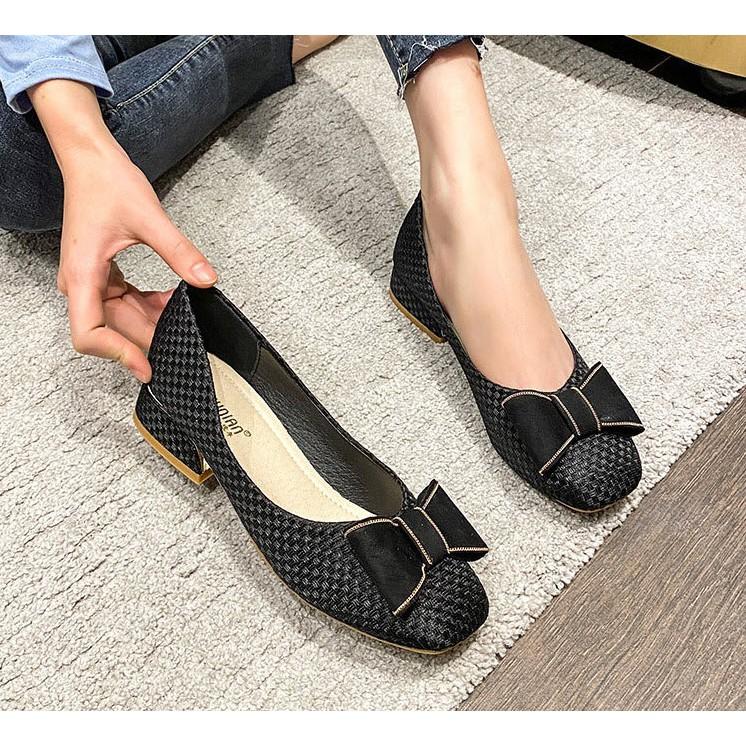 HÀNG CÓ SẴN (size 40️43) _ Giày Gót Vuông Đính Nơ Big Size