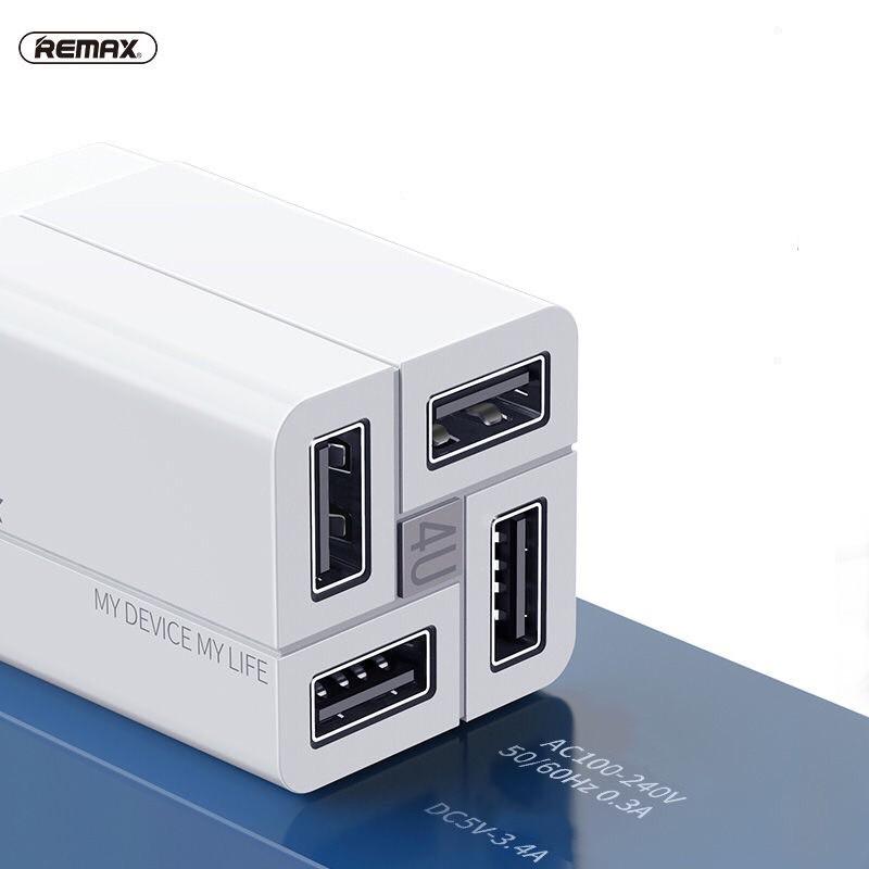 Cốc sạc nhanh 4 cổng USB Remax RP-U43 - Hàng Chính Hãng