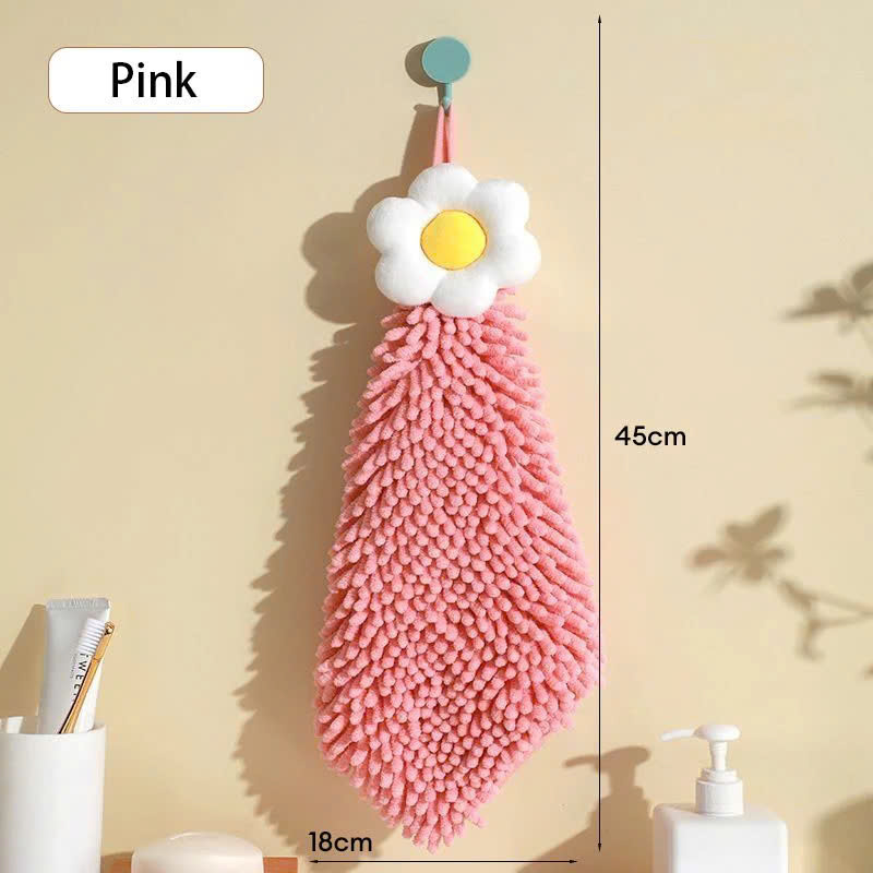 Khăn Lau Tay Hình Bông Hoa Treo Tường Microfiber -Khăn Lau Tay Siêu Mềm Treo Nhà Bếp/Nhà Tắm - Khăn Treo Tường Dạng Tua Mềm Mại - Khăn Lau Tay Thấm Hút Khăn Lau Tay Decor Gắn Tường Microfiber