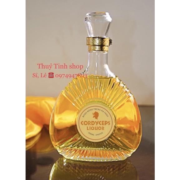 Bình Rượu Thủy Tinh Cao Cấp 500ml. Mẫu XO Có Khóa Vàng