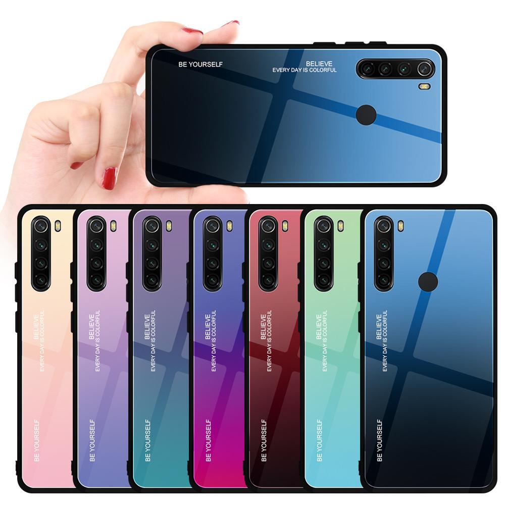 Ốp lưng dùng cho Xiaomi Redmi Note 8 gương cứng 2 màu Gradient Ver 2 , viền TPU dẻo đen