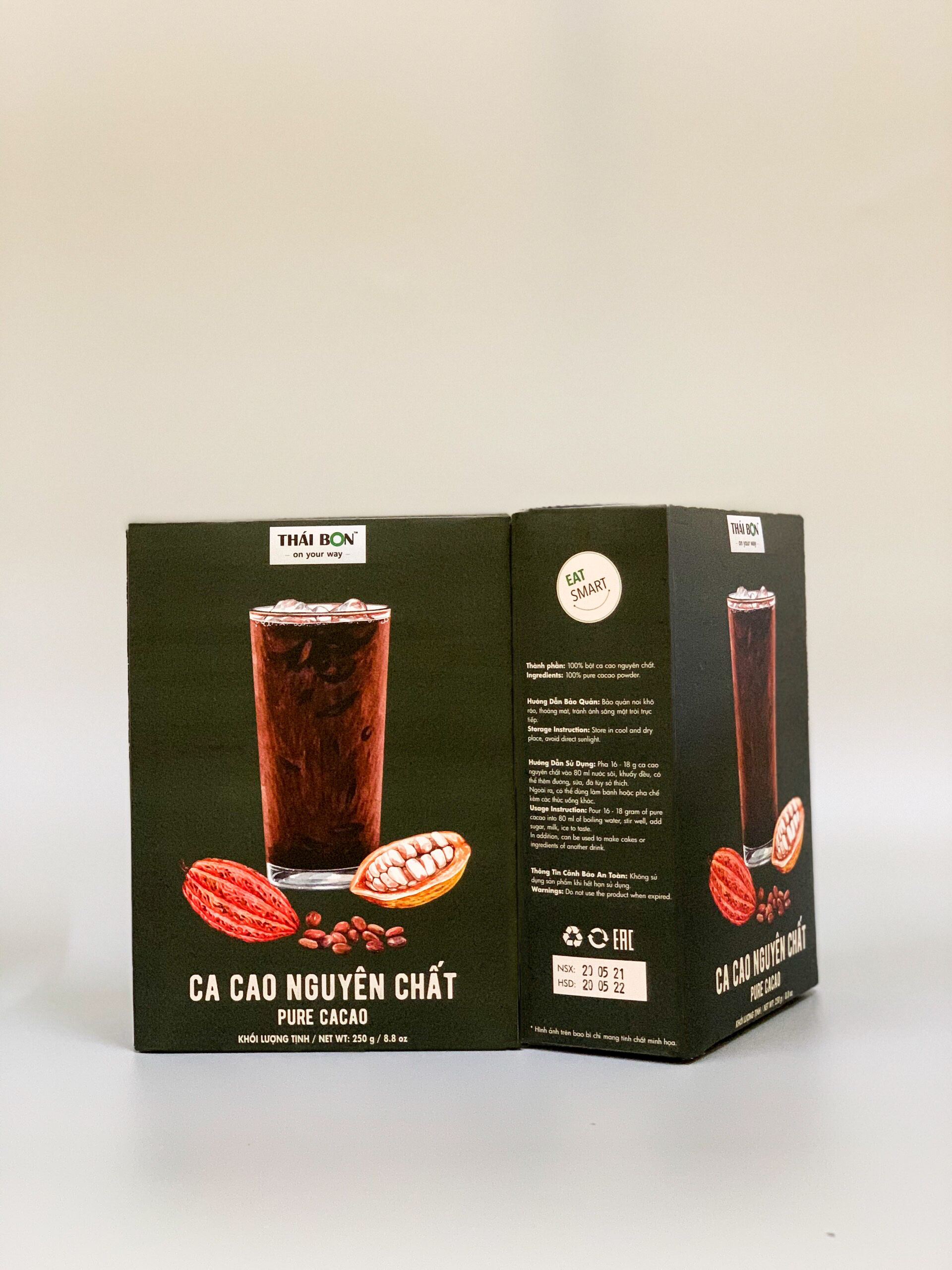 Ca cao nguyên chất hộp 250g - Bột Ca cao Thái Bon