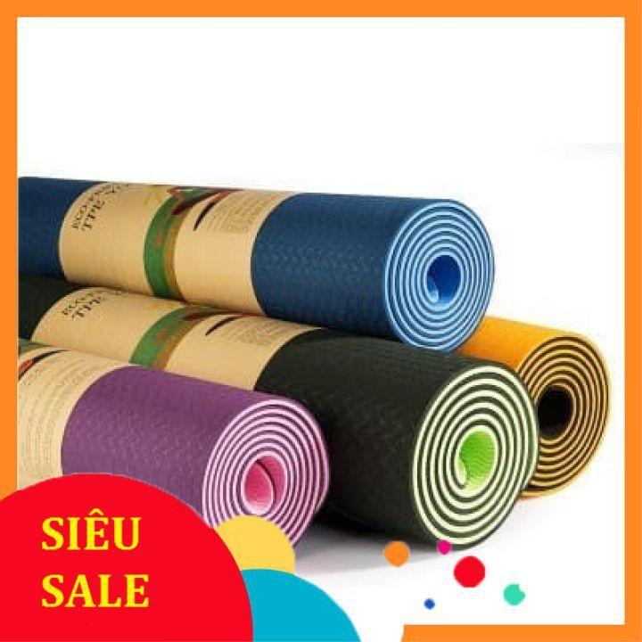 Thảm tập Yoga 2 lớp TPE dày 6mm, thảm tập Gym chống trơn trượt và không thấm mồ hôi Còn Hàng